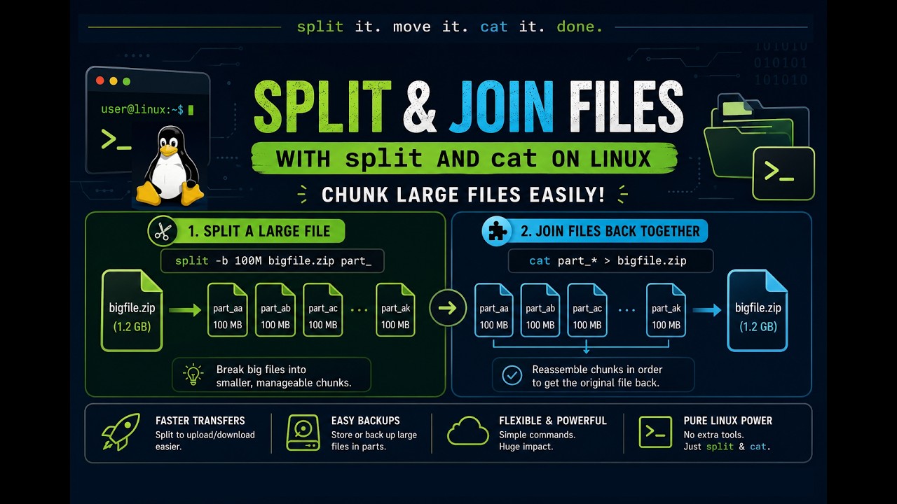 Split and Join Files with split and cat on Linux &ndash; Chunk Large Files Easily!