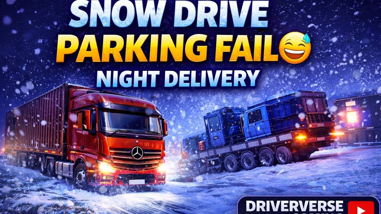 OMG Parking Fail 😅 | Snow Night Truck Driving 🚛