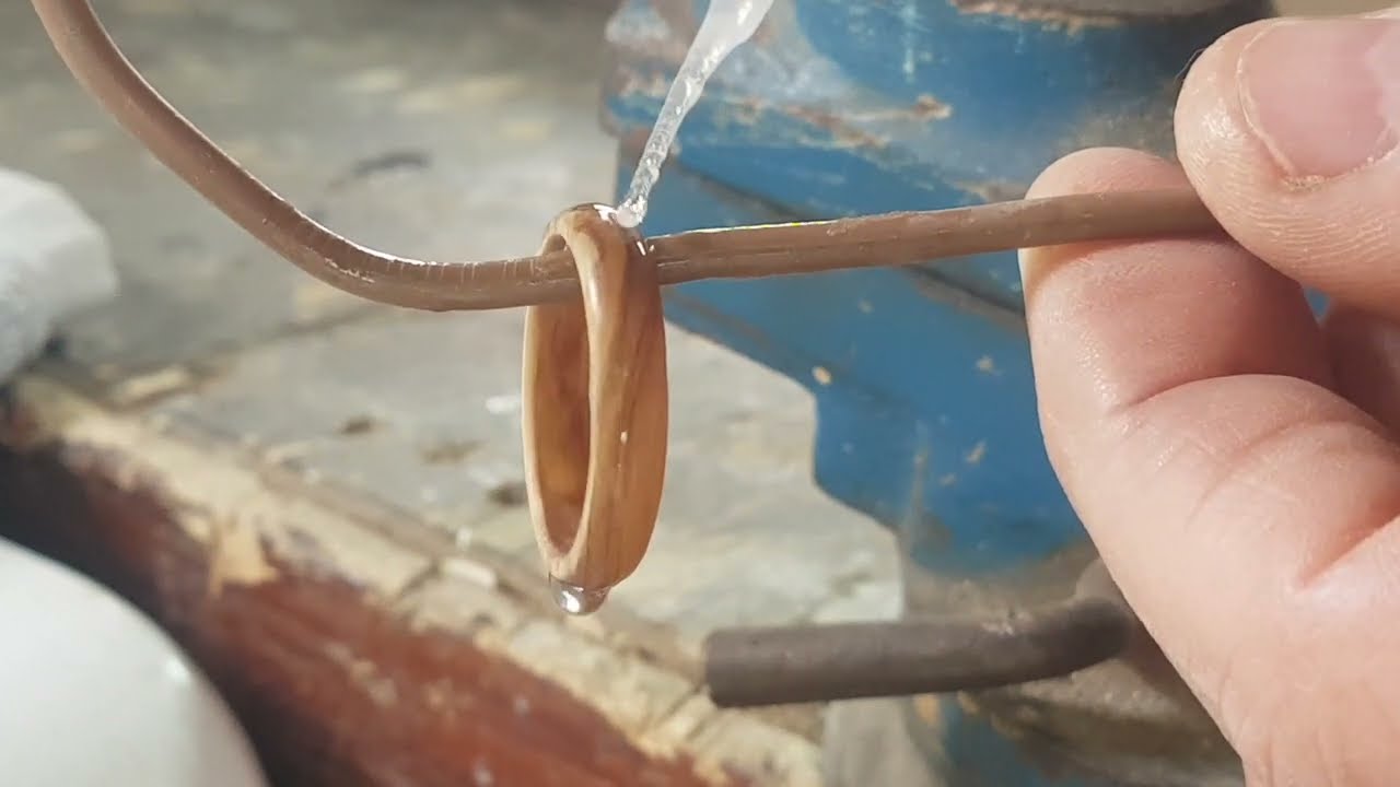 טבעת נשואין מעץ זית, כולל הסבר- חריטה בעץ-Woodturning