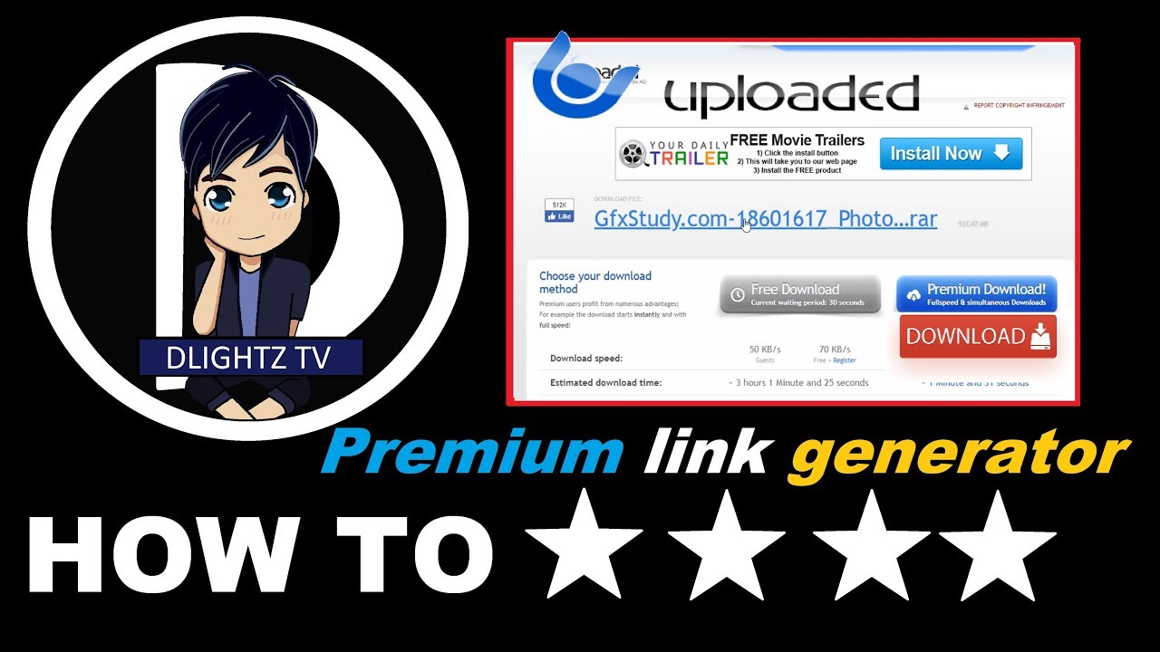 วิธีการดาวน์โหลดเว็บ Uploaded Premium link 2018 100% Working  โหลดเร็ว