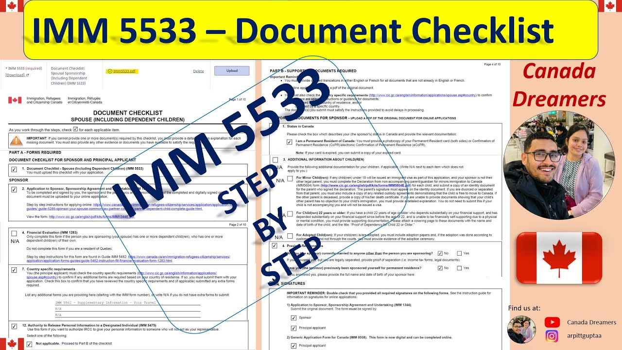 IMM 5533 - Document Checklist - Spousal Sponsorship Canada