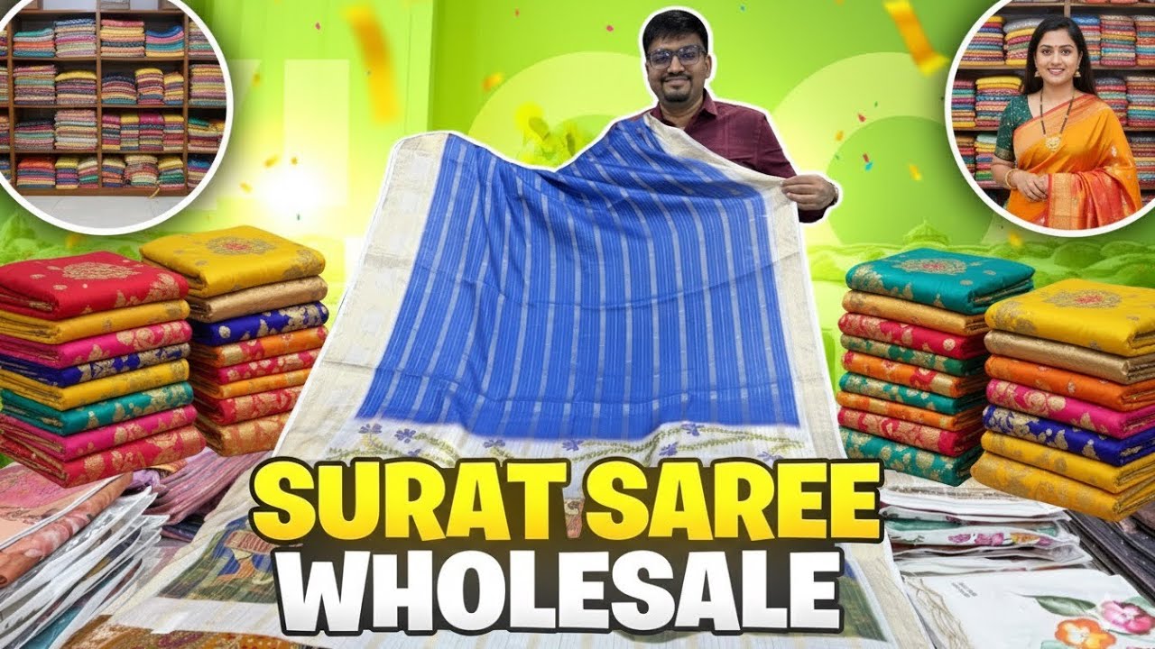 Latest Surat Saree Collection 2026 ✨ కొత్త డిజైన్లు వచ్చేశాయి! Surat Wholesale Market Telugu.