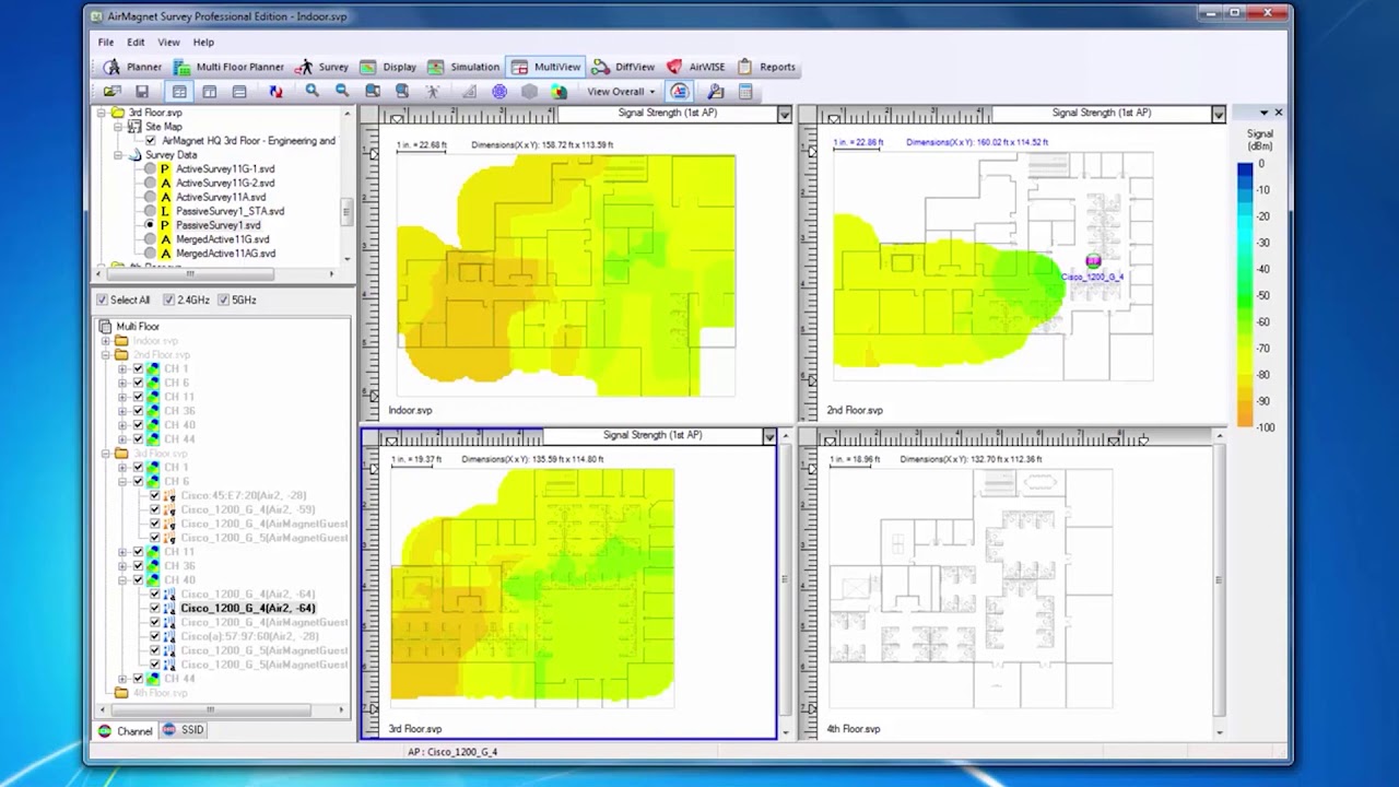 Airmagnet Survey Pro    DiffView and MultiView