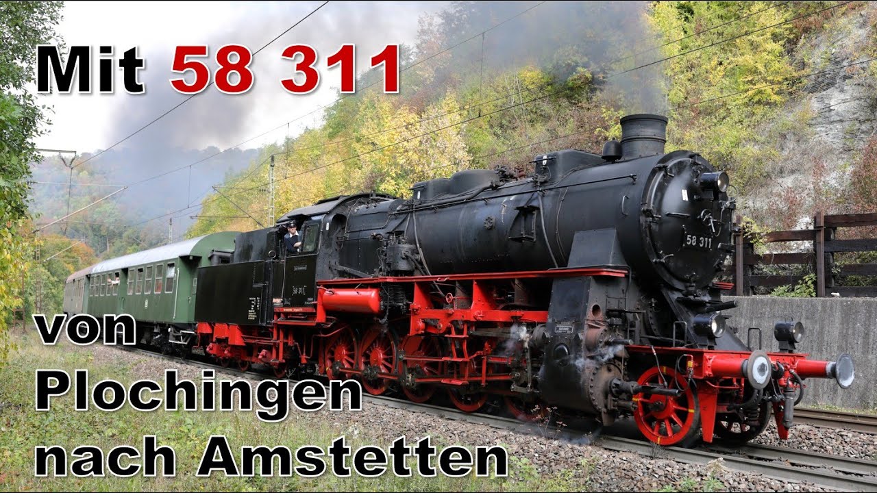 Dampflok 58 311 der UEF mit Charterzug Plochingen - Amstetten am 08.10.2023