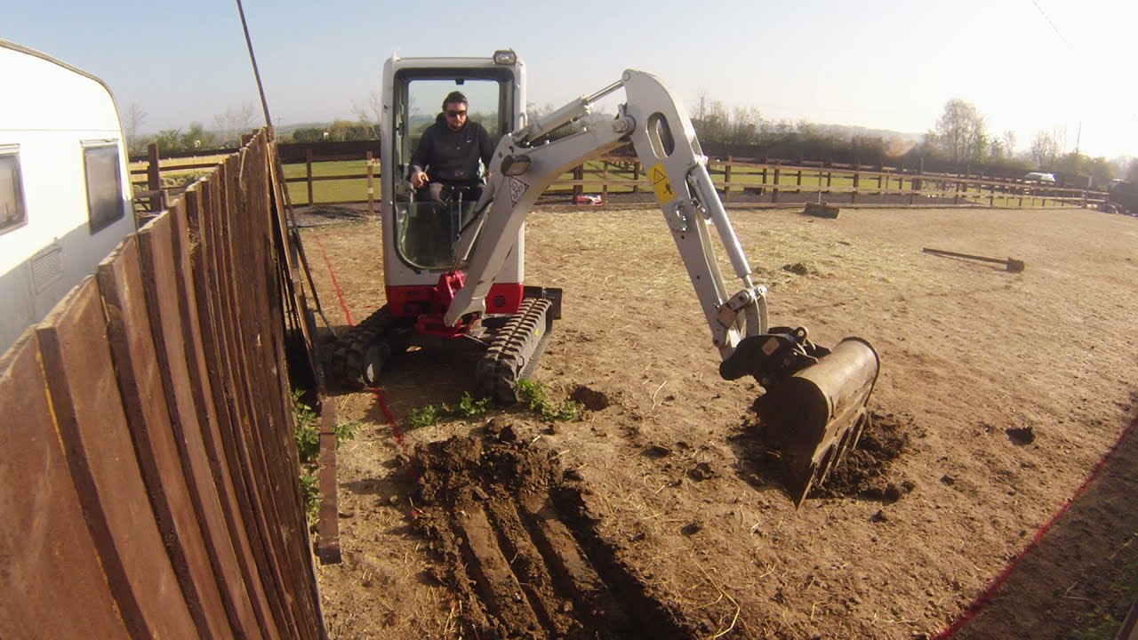 Timelapse Digging out a base for a stable with a Takeuchi TB216 Digger Excavator