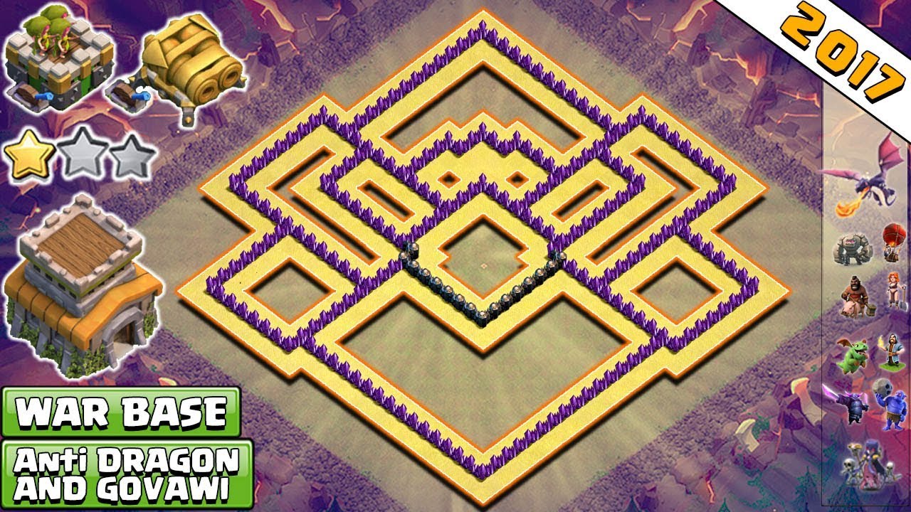 NEW!! Anti 2 Star Town Hall 8/Th8 Clan-War Base 2017 Vs Anti Dragon, Anti GOVAWI - Clash of Clans