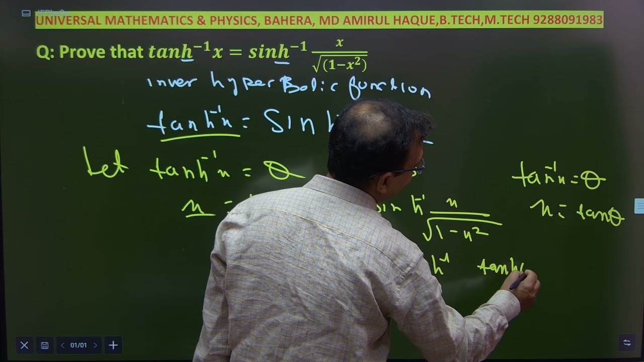 Prove that tanh^-1 x = sinh^-1 x/√(1-x^2)