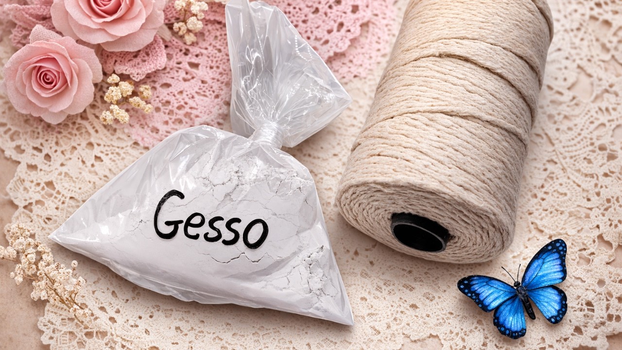 Juntei BARBANTE comum com GESSO e criei uma peça LINDA VINTAGE! DIY fácil
