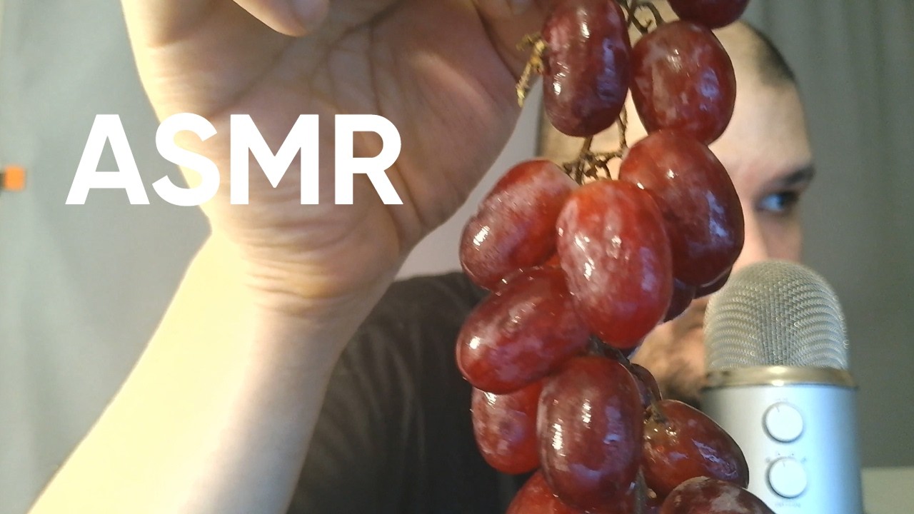 Asmr eating red seedless grapes