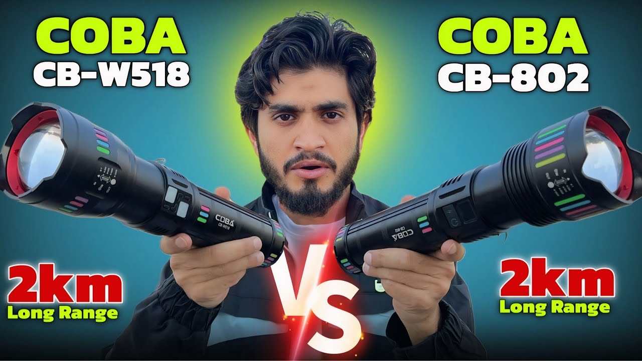 COBA CB-W518 VS COBA CB-802 Torch Light Comparison Video || Best Coba Flashlight 