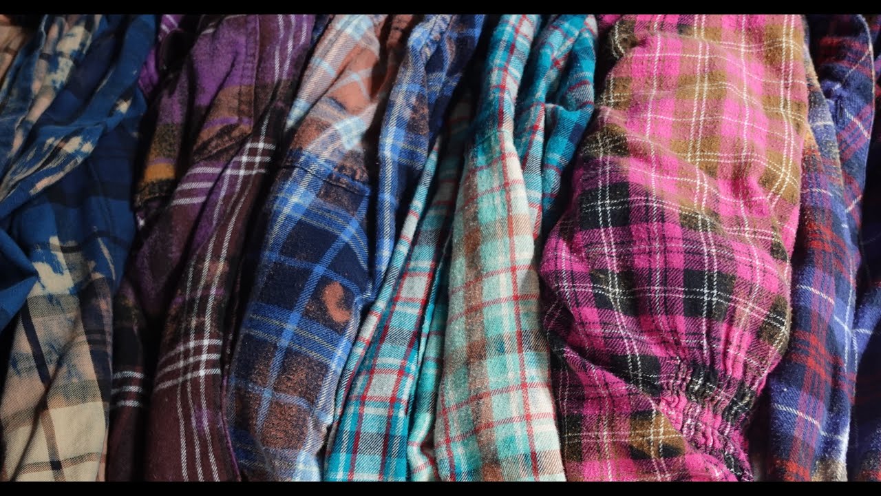 The results of bleaching men's flannel shirts! Some bleach and some don't, see the cool results!!!