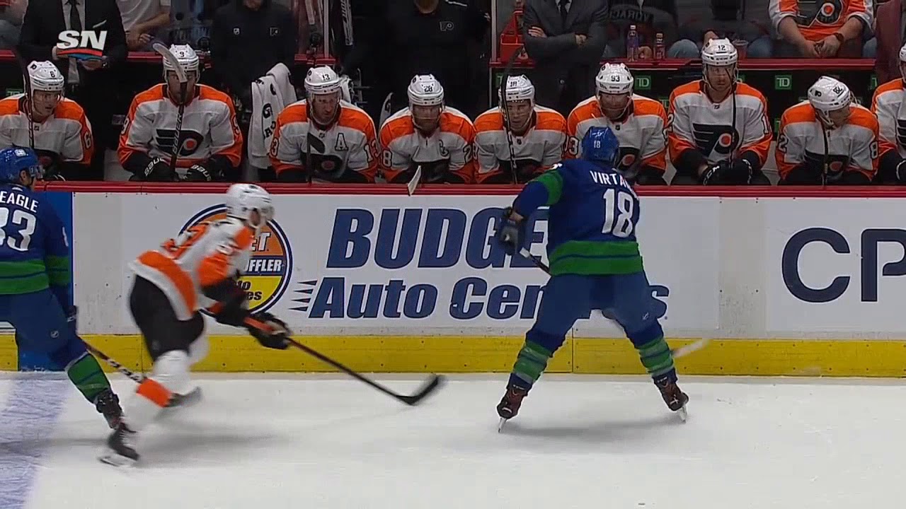 Virtanen Dumps Laughton to the Ice 10/12/2019 [HD]