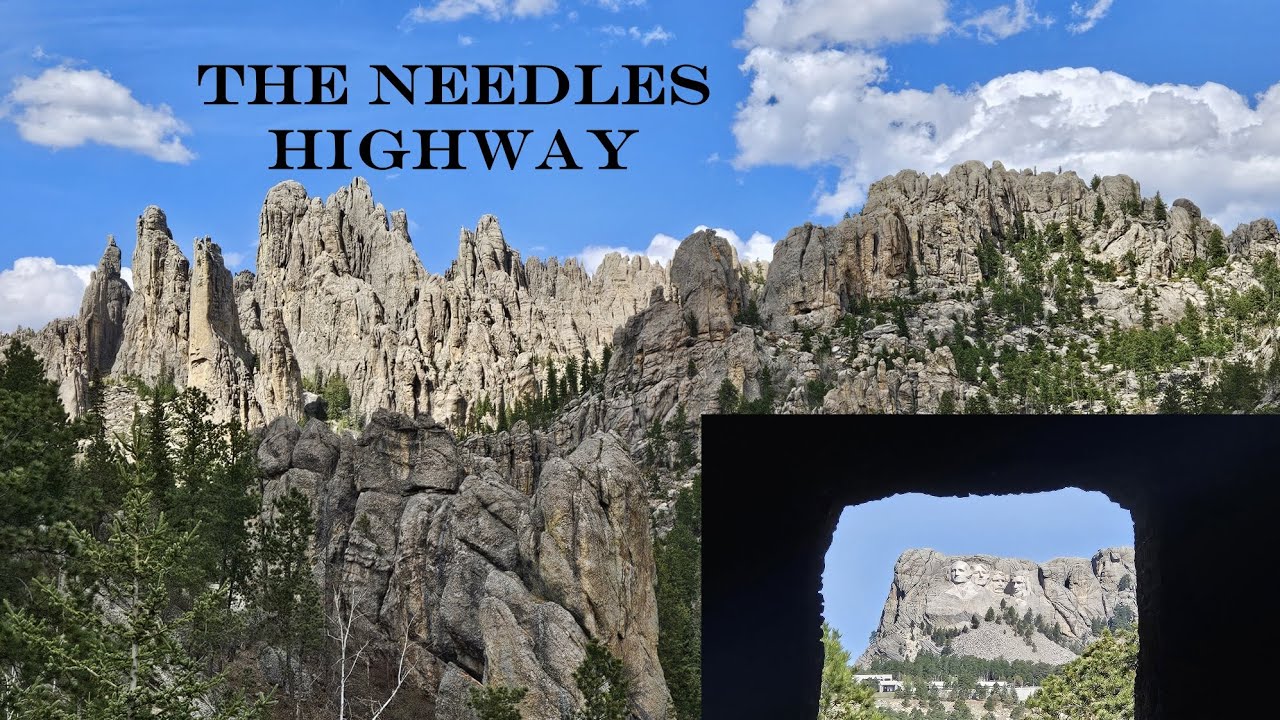 The Needles Highway in the Black Hills passing Cathedral Spires thru the Needles Eye to Mt Rushmore