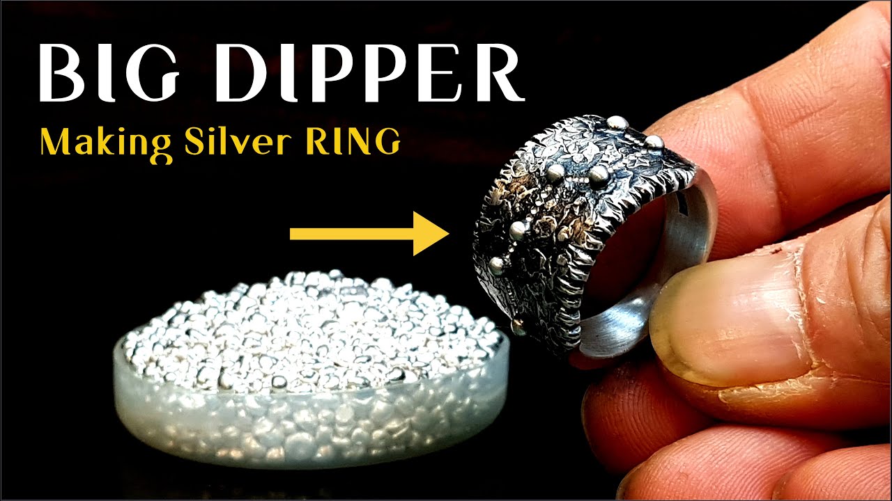 Изготовление серебряного кольца BIG DIPPER / Использование гранул чистого серебра