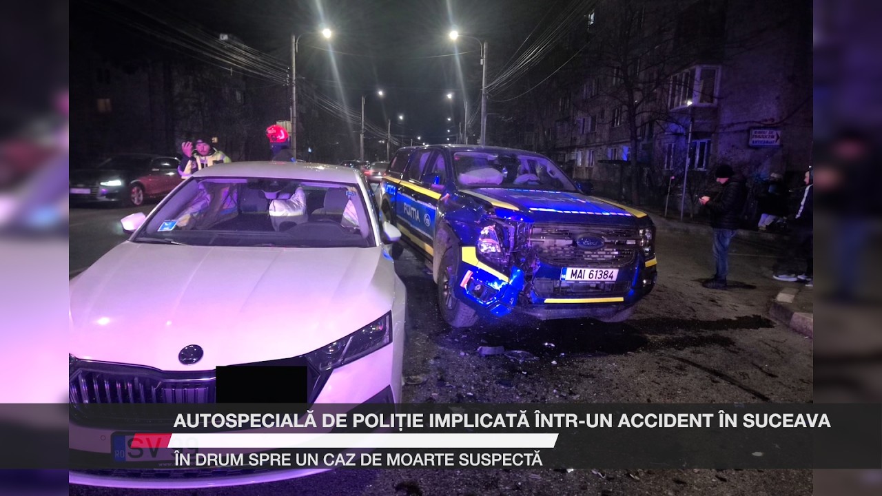Autospecială de poliție implicată într-un accident în Suceava