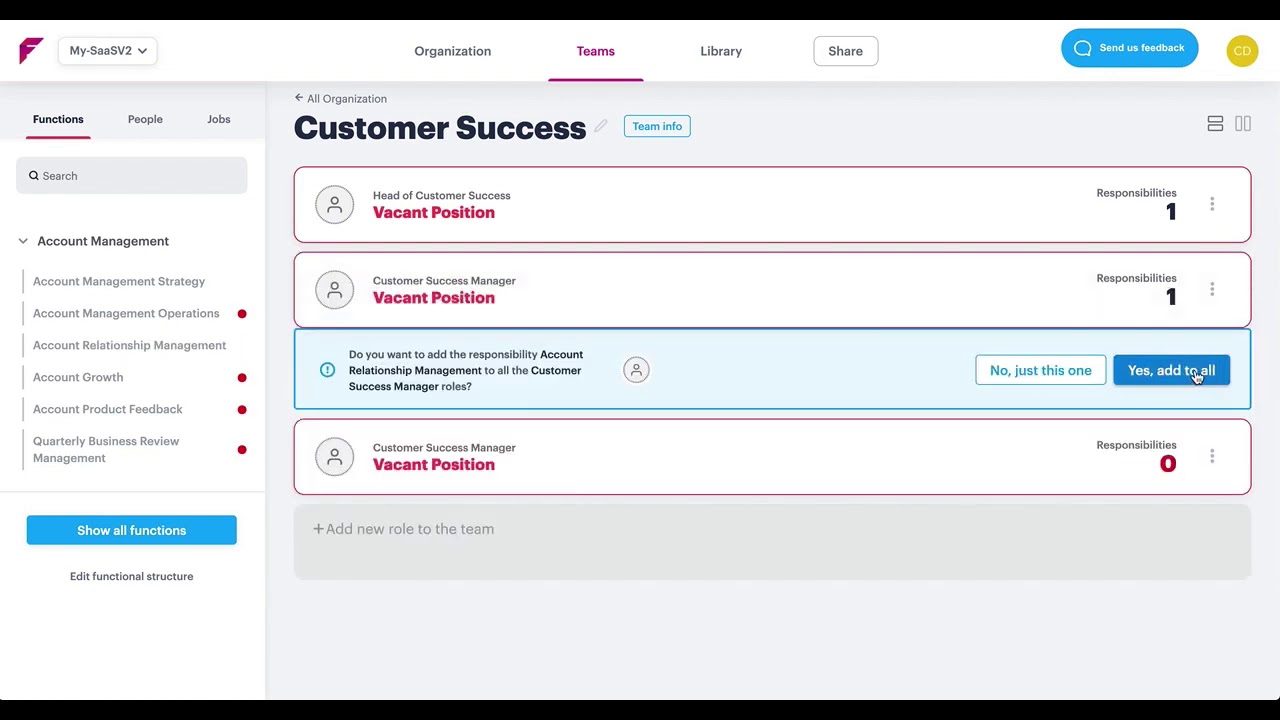SaaS CEO Orgnizational Design Walkthrough with Functionly