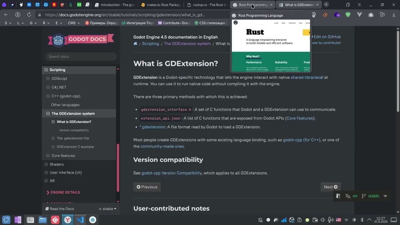 GDExtension - как писать на Godot + Rust практически любые приложения.