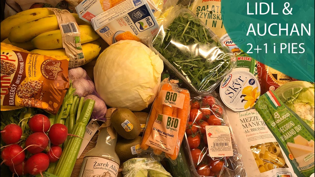 Piątkowe zakupy na cały tydzień//🛒LIDL i Auchan//Na boczku  carbonara:)🐖.Promocje,ceny,co zjemy:)