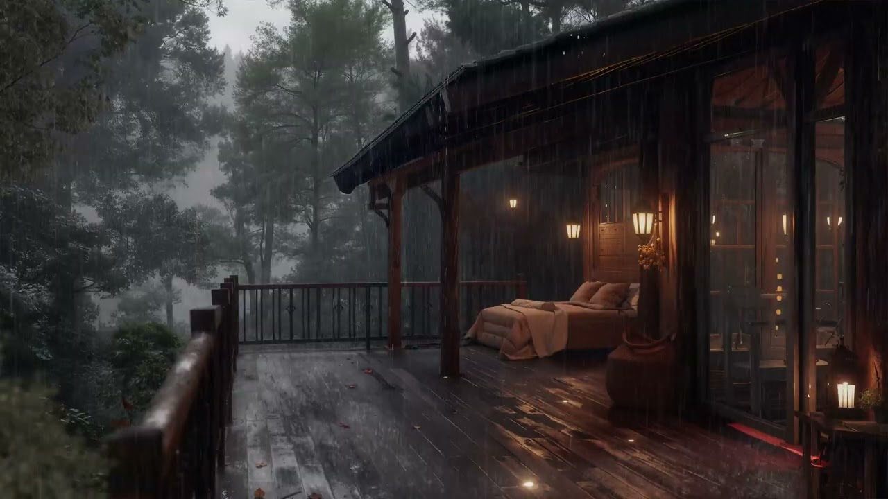 Deep Sleep Rain Sounds 🌙 Cozy Forest Cabin Rain Ambience