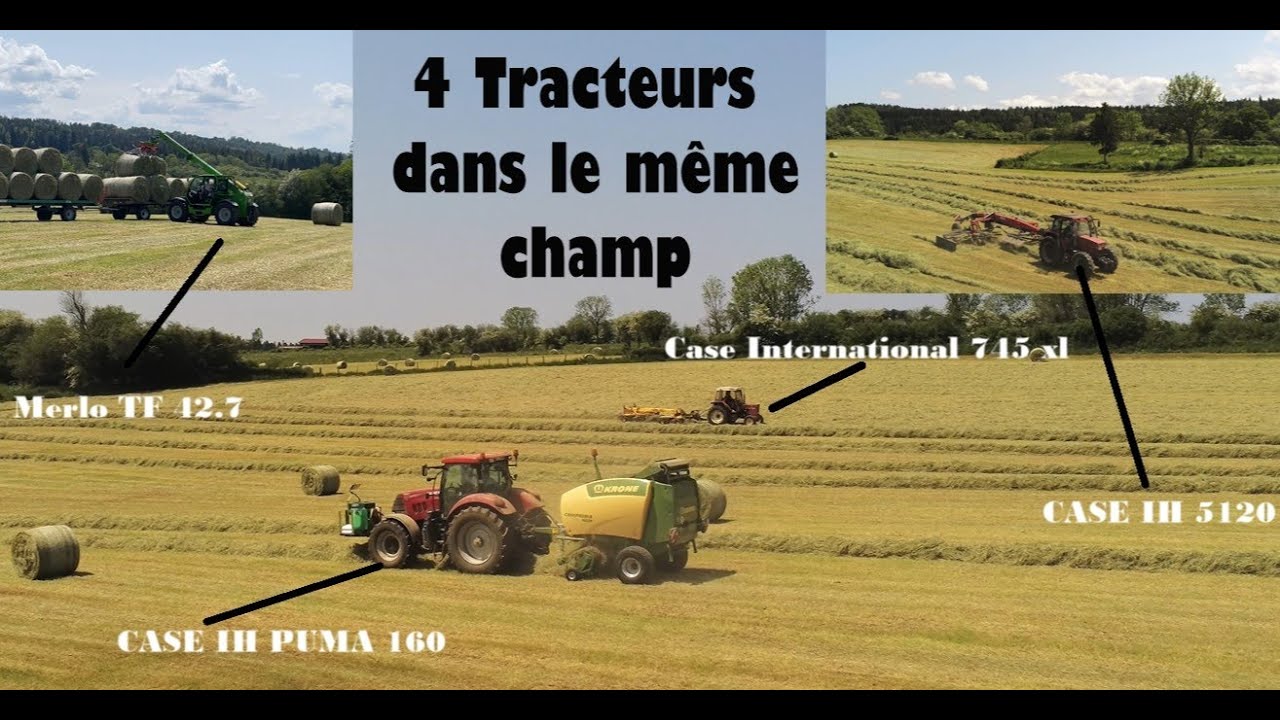 🤩 💨 Chantier XXL - 4 Tracteurs pour le ramassage du foin dans le Haut doubs ☘️🚜