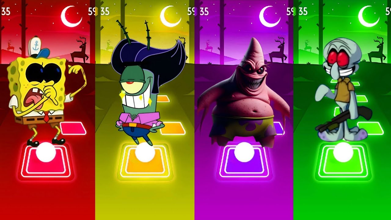 MR KRABS EXE 🆚 SPONGEBOB EXE 🆚 SQUIDWARD Exe 🆚 PATRICK EXE | Tiles Hop Battle