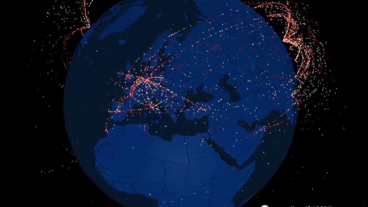 Global trade flows in textiles vs. in apparel - globe visualization