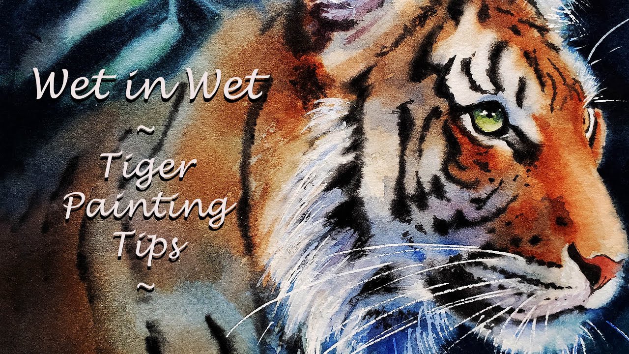 How to Paint a Tiger with Watercolor - How to Paint Striped Fur Wet in Wet - +Add Mystery 2 Work!