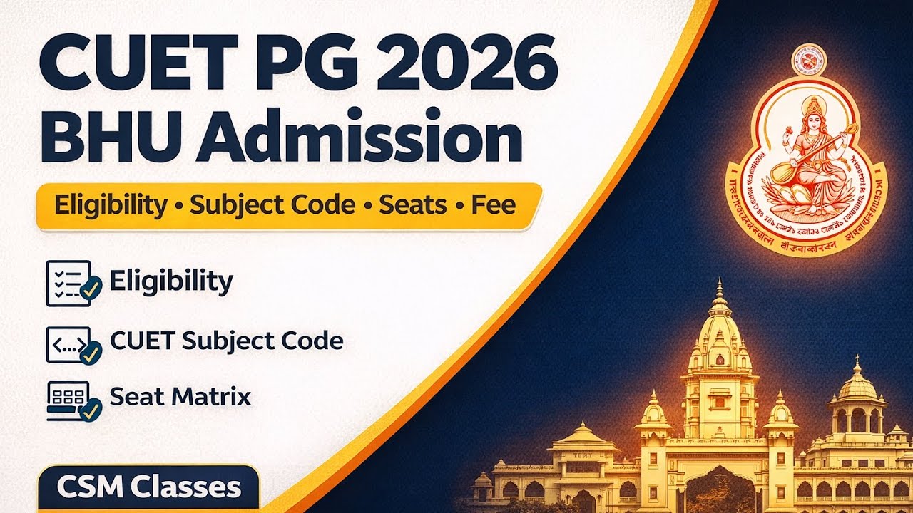 CUET PG 2026 BHU Admission | Eligibility, CUET Subject Code, Seat Matrix, Fee