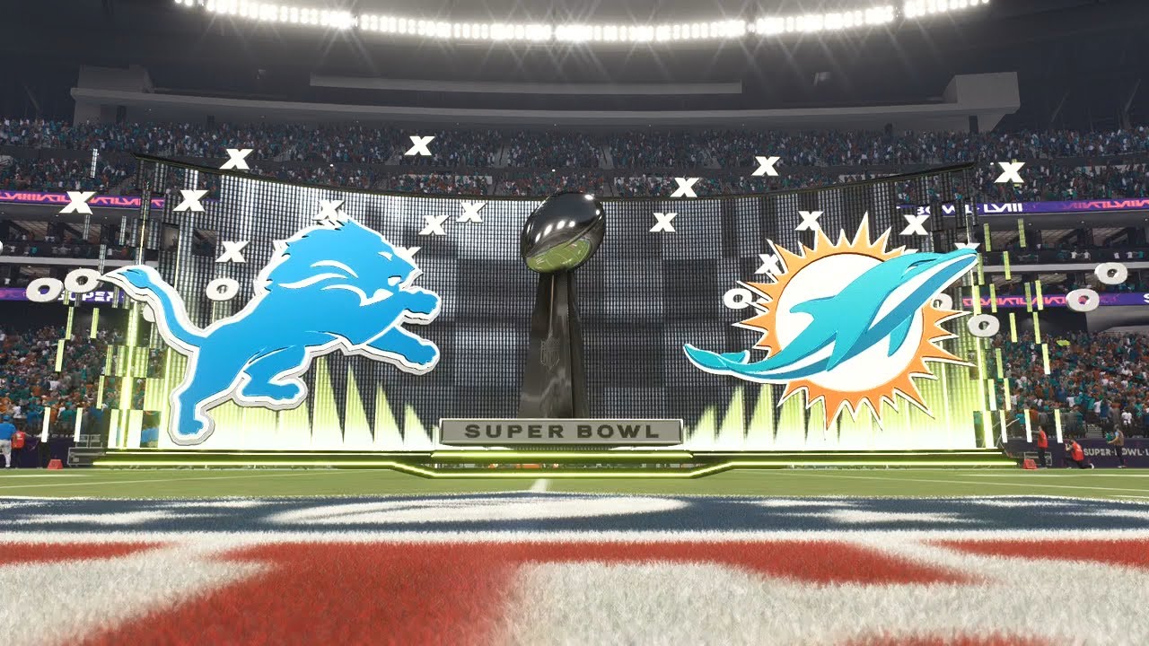 Madden NFL 24 - Detroit Lions Vs Miami Dolphins Simulation Superbowl 58 Prediction PS5 Gameplay
