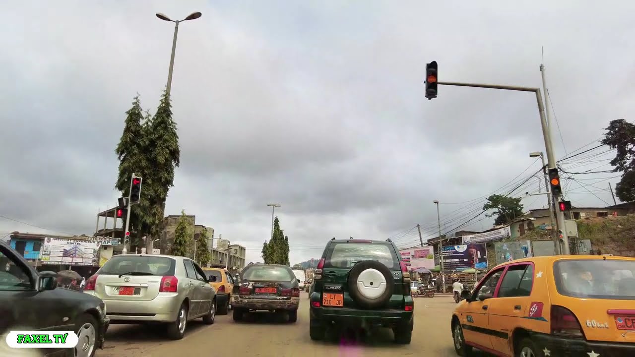 Driving around Yaounde in Cameroon on holiday