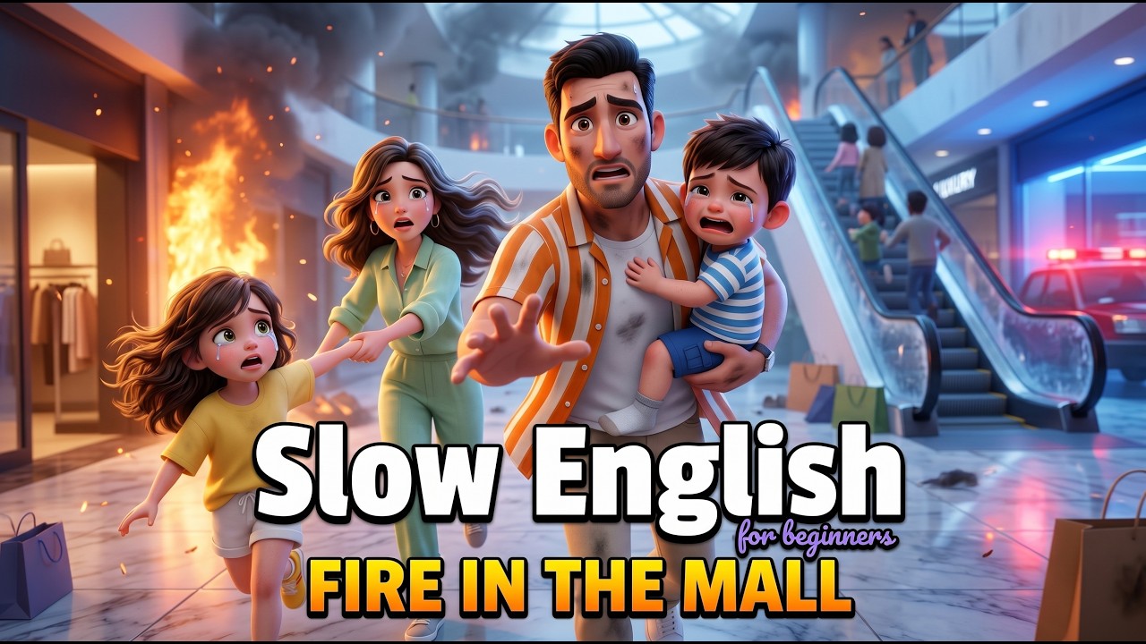 We Got Trapped in a Mall Fire! | Slow English Story for Beginners