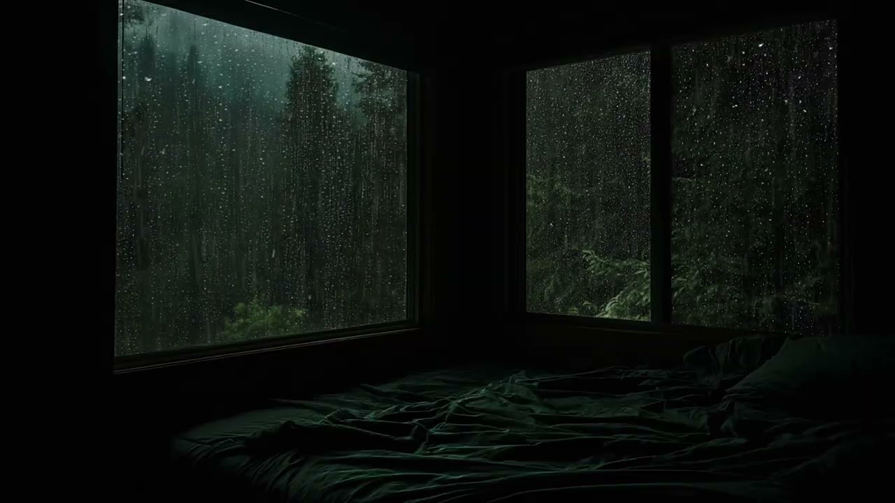 Peaceful Rainy Night with Warm Light in Bedroom | Quiet for Relaxation and Sleep