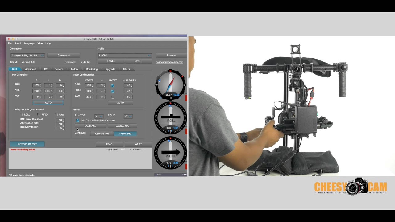 3 Axis Gimbal Auto Tuning PID Settings Alexmos SBGC Firmware Upgrade