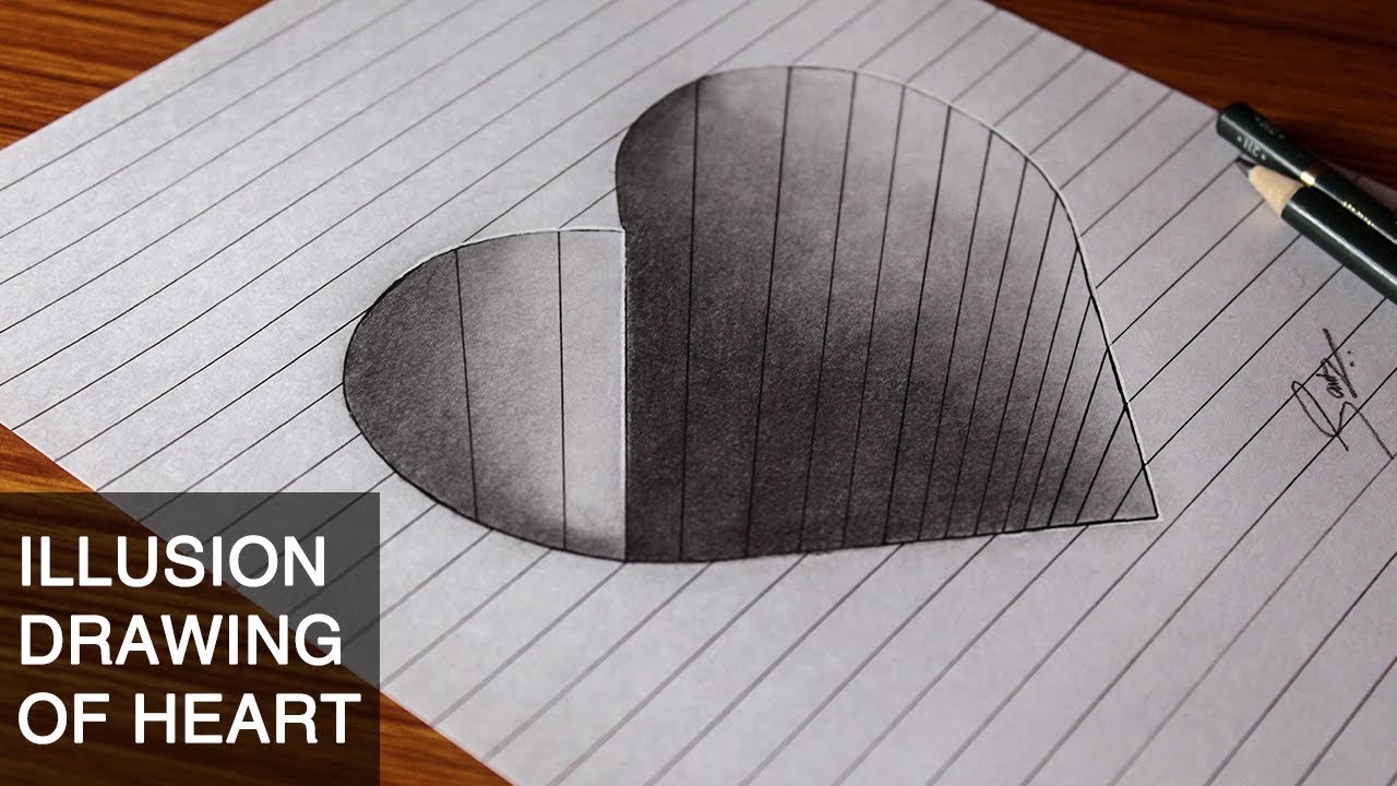 How to draw 3d Heart Illusion | Gaus Arts