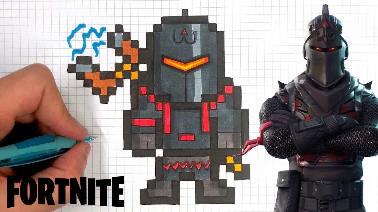 HOW TO DRAW BLACK KNIGHT PIXEL ART FORTNITE SKIN