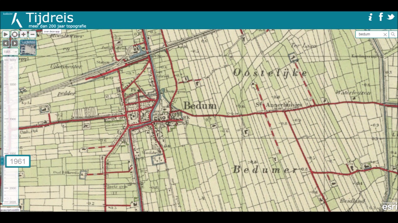 Bedum op de kaart van 1822 tot 2020.