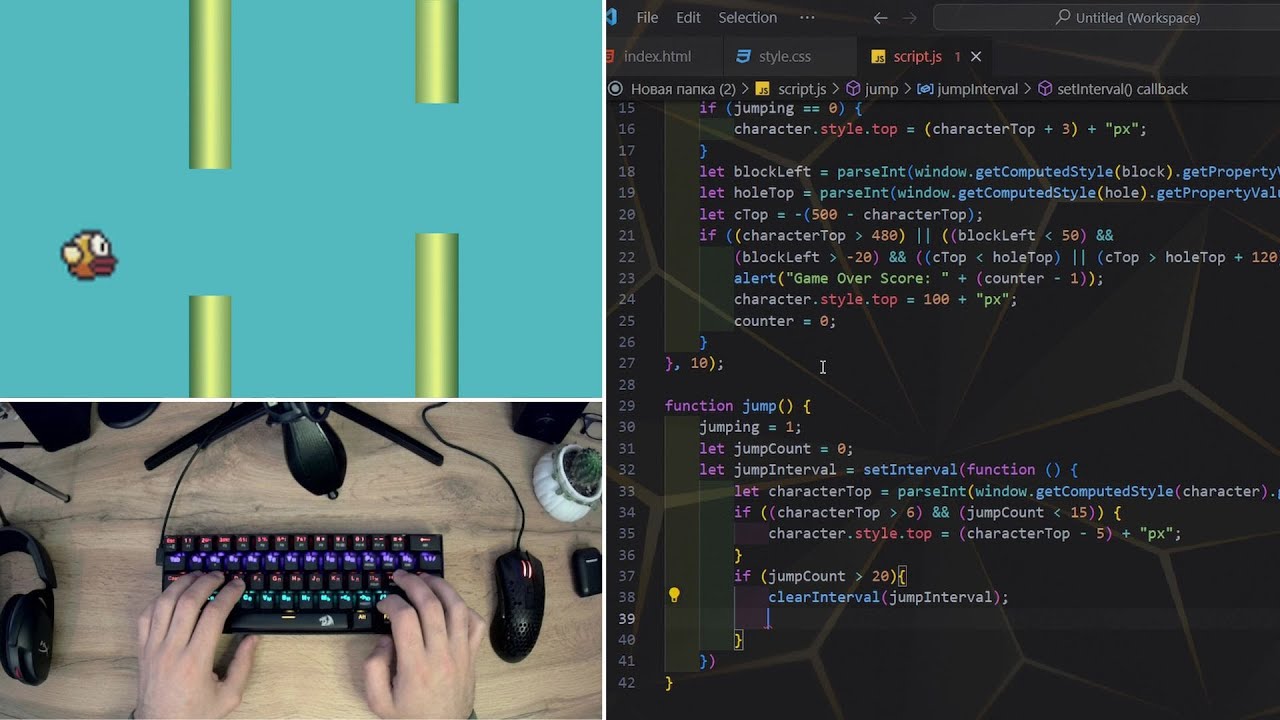 ASMR Programming - Coding Flappy Bird Game - No Talking