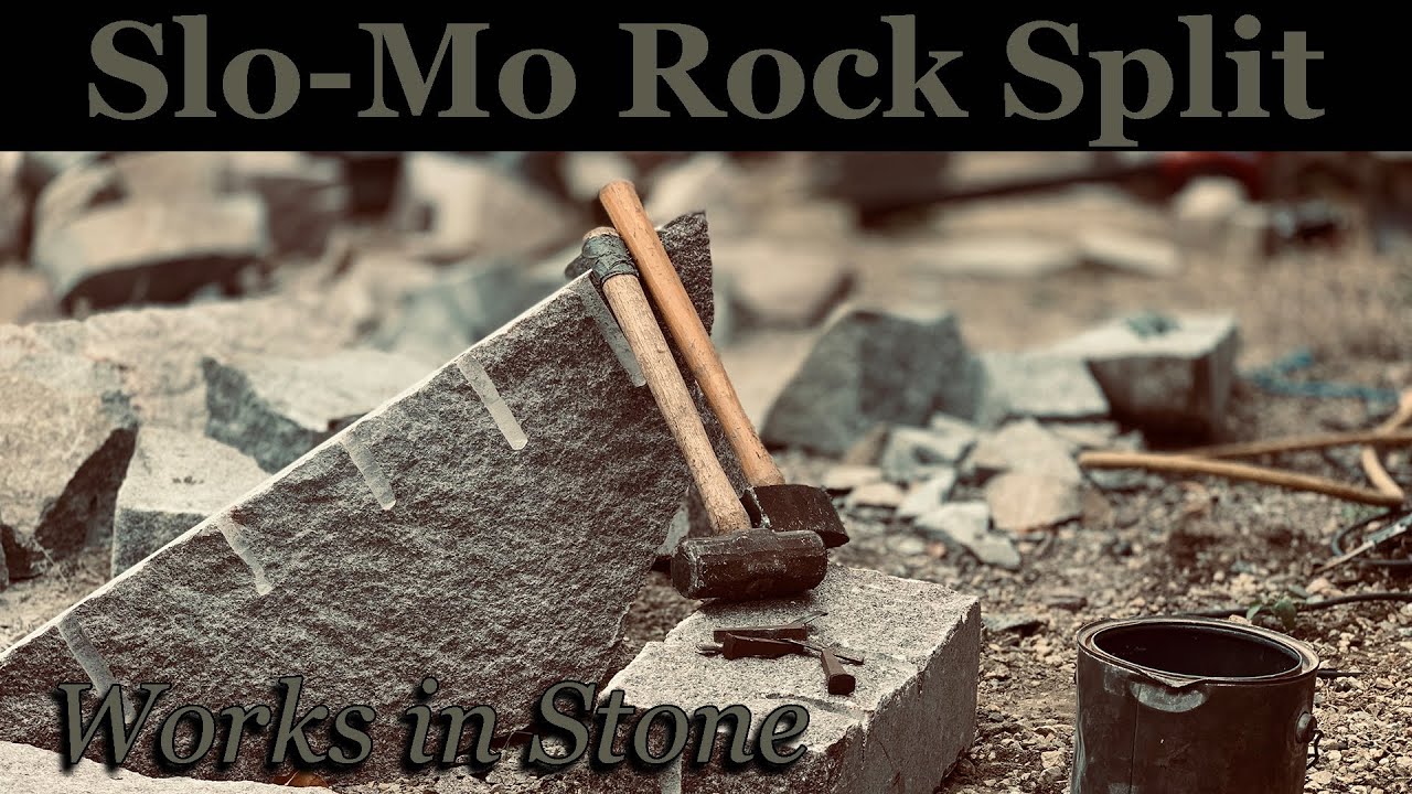 ROCK SPLITTING ~ Slo-Mo Dust Blow and Rock Split - Works in Stone