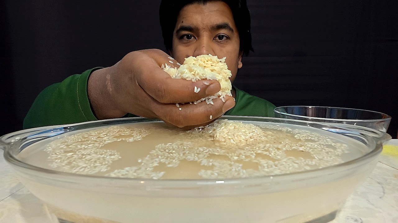 Raw rice & water eating show with hand | raw rice eating | raw rice mukbang | raw rice asmr