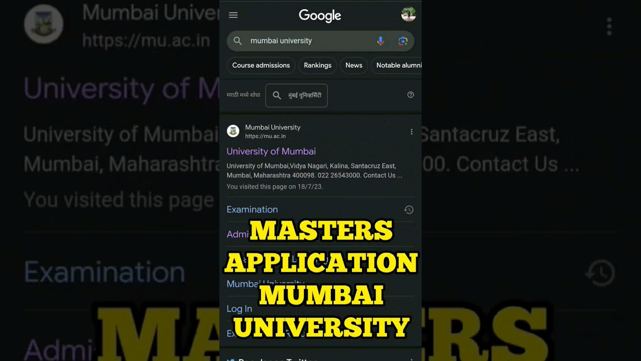 HOW TO APPLY IN MUMBAI UNIVERSITY FOR MASTERS / PG 2023  | APPLICATION STARTED #ytshorts #shorts