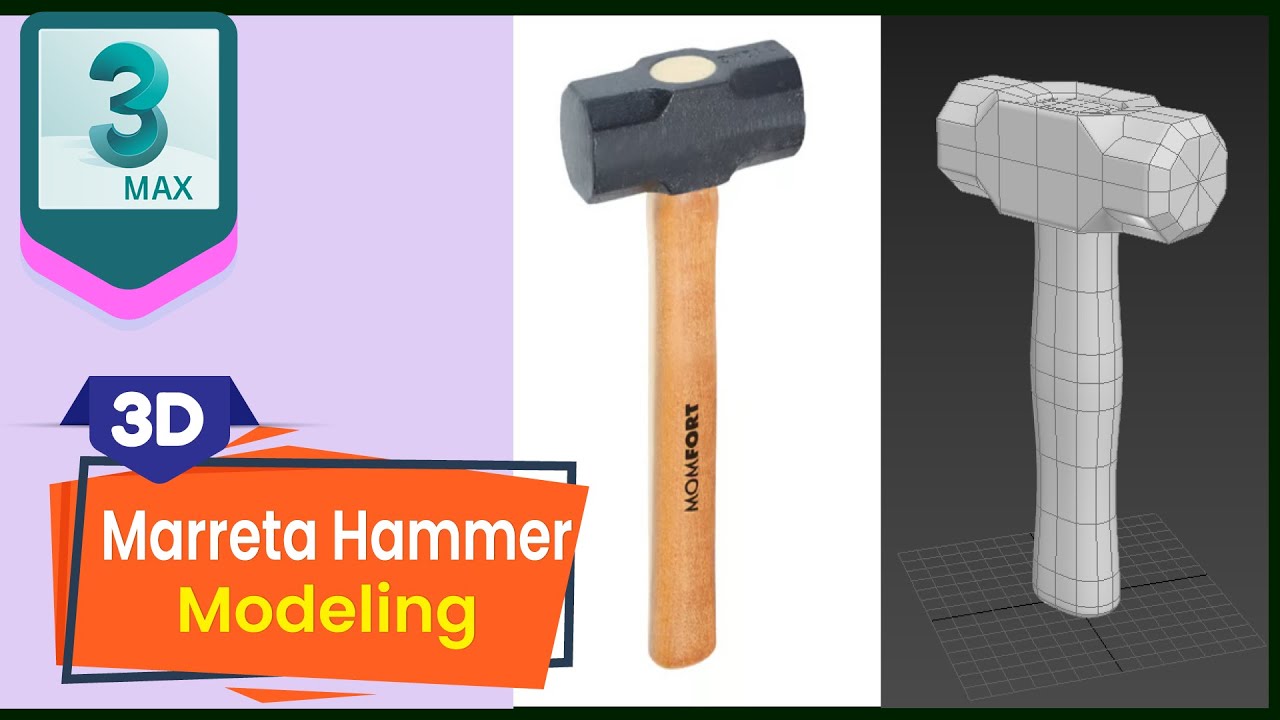 How to Model Hammer in 3ds Max. Marreta Hammer modeling