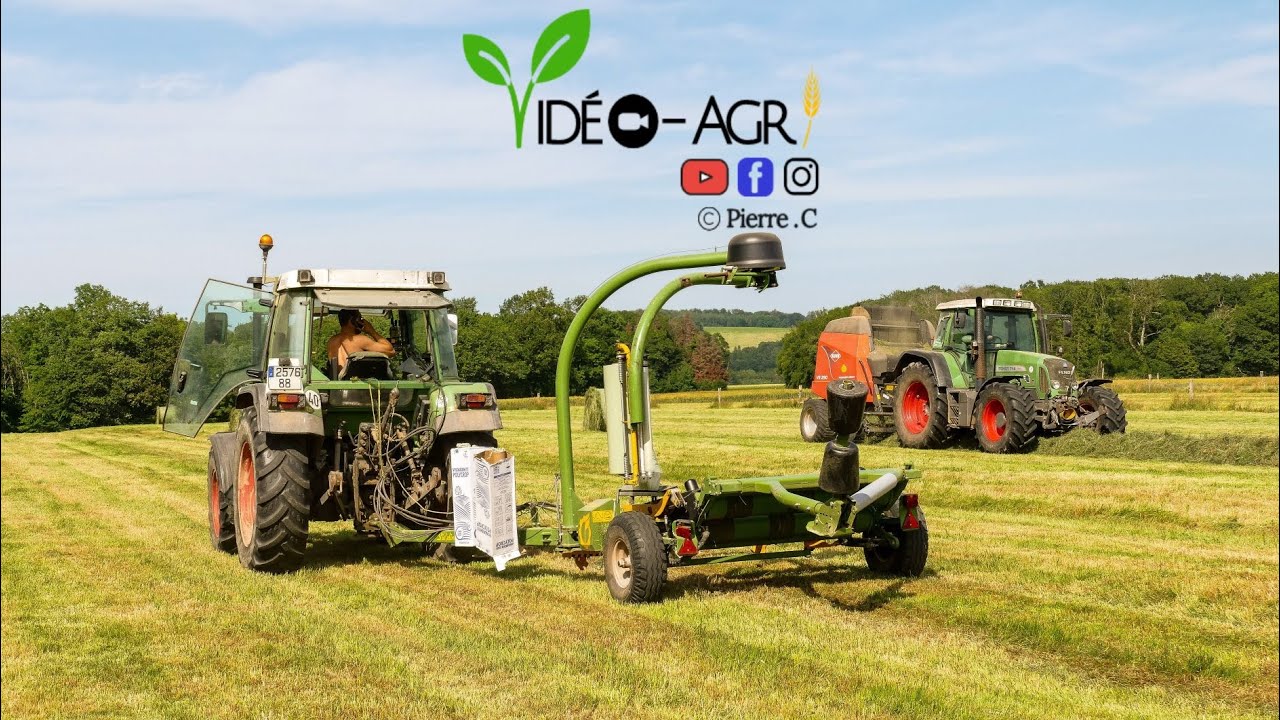 Pressage et enrubannage de regain | Fendt x2 | Kuhn | GAEC des Houx