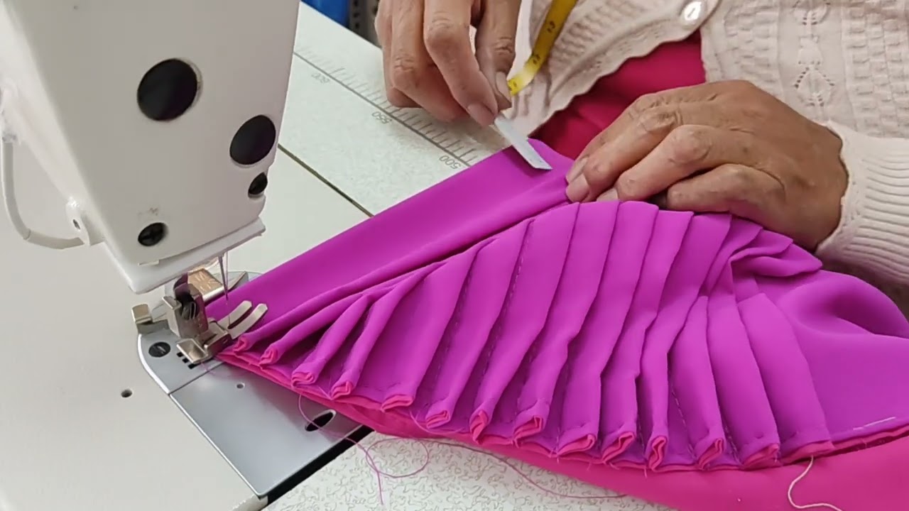 Como hacer pollera de cholita paceña, pulseado de rueda con trensilla