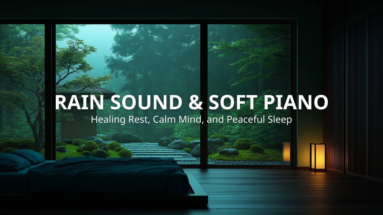 [No Ads] 3 Hour Rain and Soft Piano for Healing Rest, Calm Mind, and Peaceful Sleep