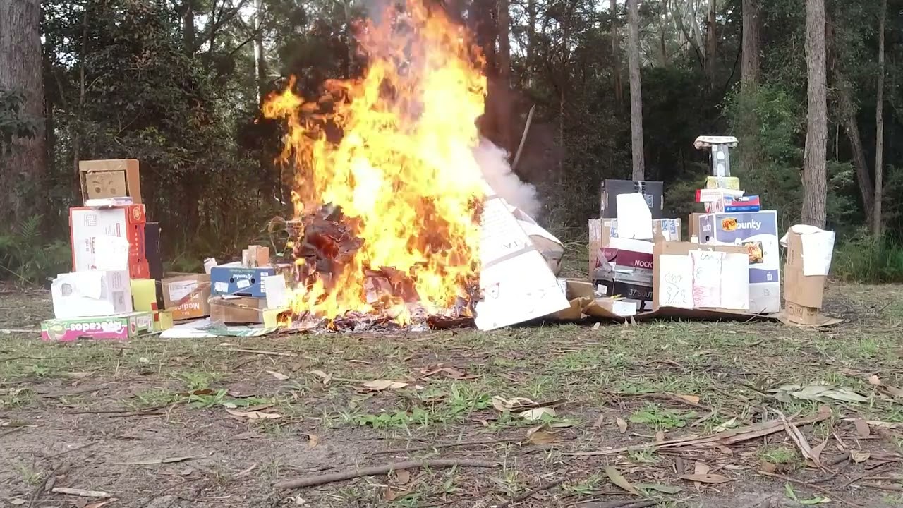 Burning a cardboard city