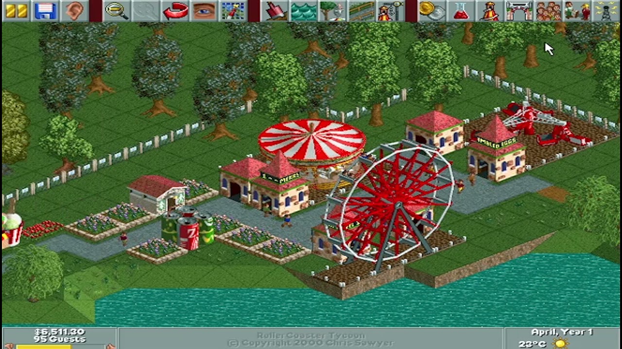 Roller Coaster Tycoon Deluxe (PC Game) Long Play / Gameplay Video - No Commentary - Leafy Lake