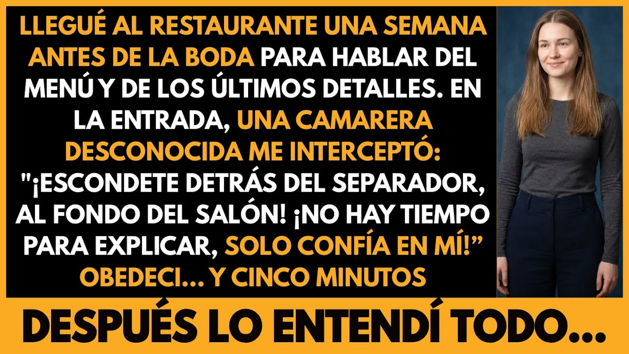 ¡Escóndete ahora! susurró la camarera. Obedecí... y cinco minutos después lo entendí todo...