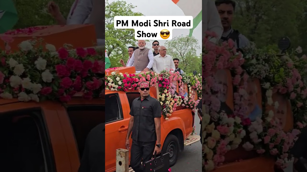 PM Modi Ji's Grand Roadshow in Gandhinagar | Historic Welcome in Gujarat 🇮🇳🚩#pmmodi#ytshorts #shorts