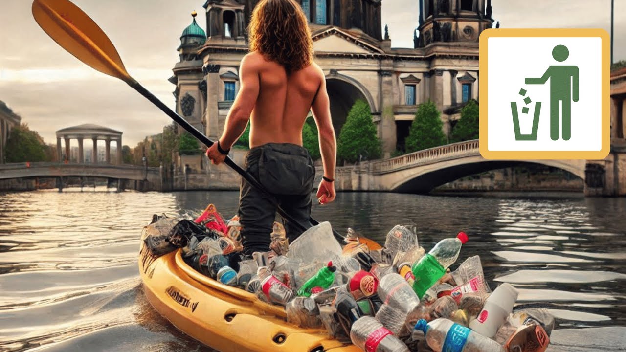 Boot quilt über vor Müll | Paddeltour durch den Landwehrkanal Berlin | Teil 1
