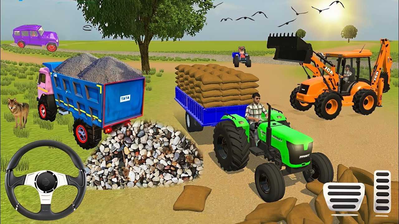 🔴Drive JCB and Uploading 🪨🏗Stone From Dumper🌋 Truck in Game #truck​ #jcb​ #tractor​ #dumper​ #games​